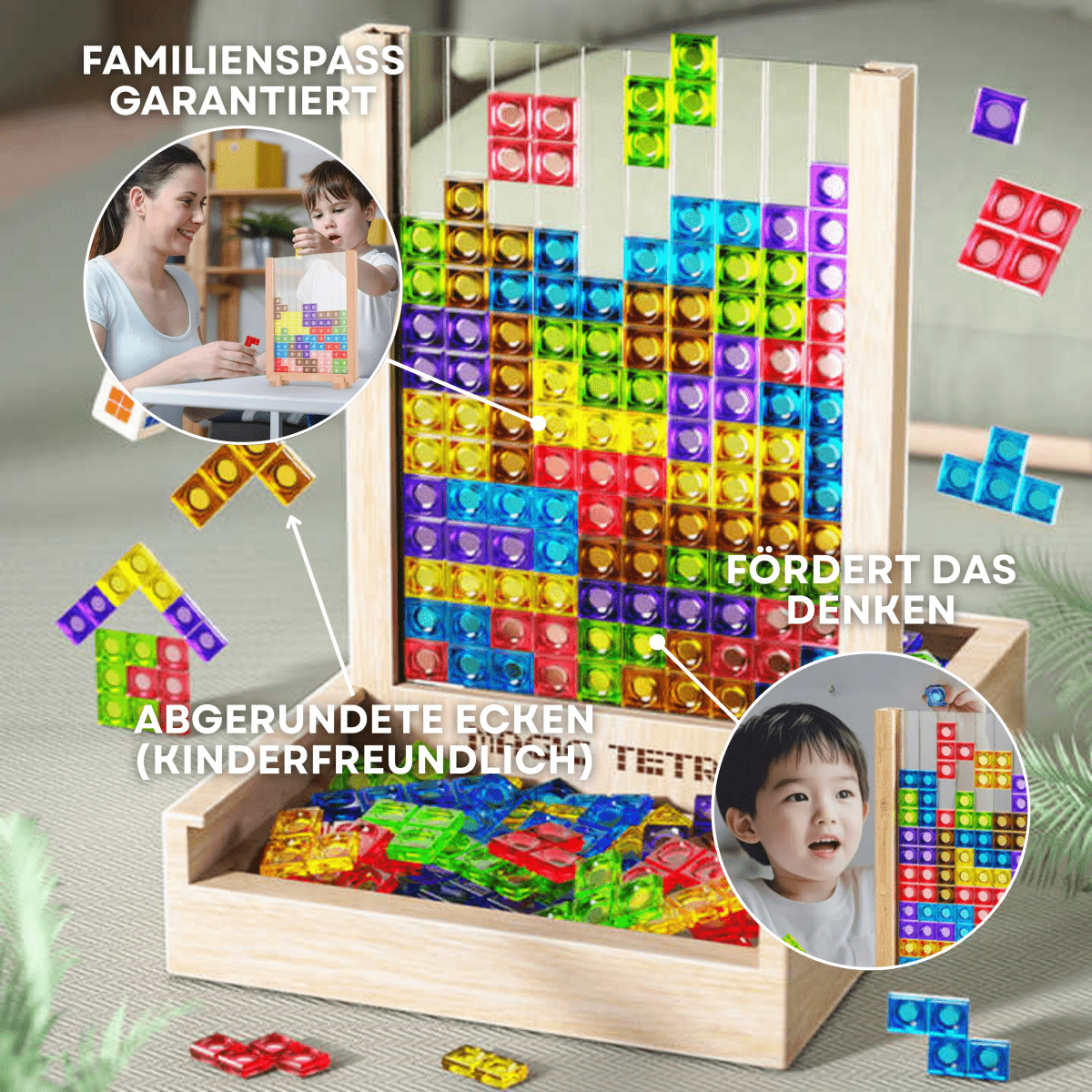 WOODTRIX - Umweltfreundliches Tetris-Puzzlebrett aus Holz für Kinder und Erwachsene