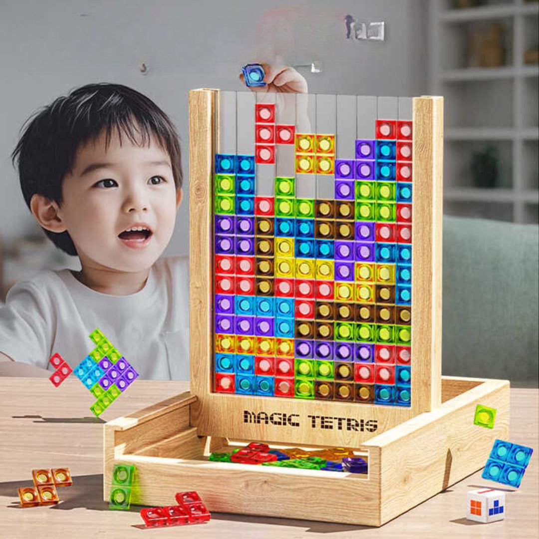 WOODTRIX - Umweltfreundliches Tetris-Puzzlebrett aus Holz für Kinder und Erwachsene