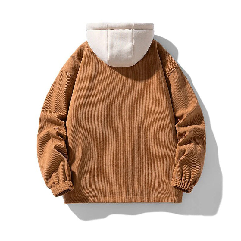 Giacca in velluto con cappuccio per uomo - Foderata