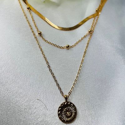 Ella | Conjunto de collar en capas para mujer de metal bañado en oro de 18 quilates