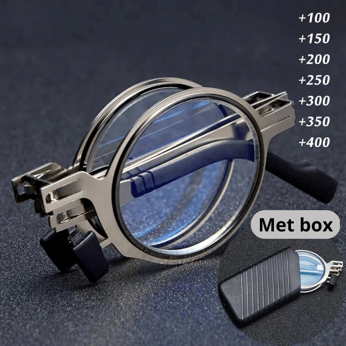 FOLDOX - Gafas de lectura plegables con lentes resistentes a los arañazos y estuche compacto