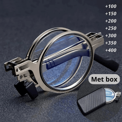 FOLDOX - Gafas de lectura plegables con lentes resistentes a los arañazos y estuche compacto