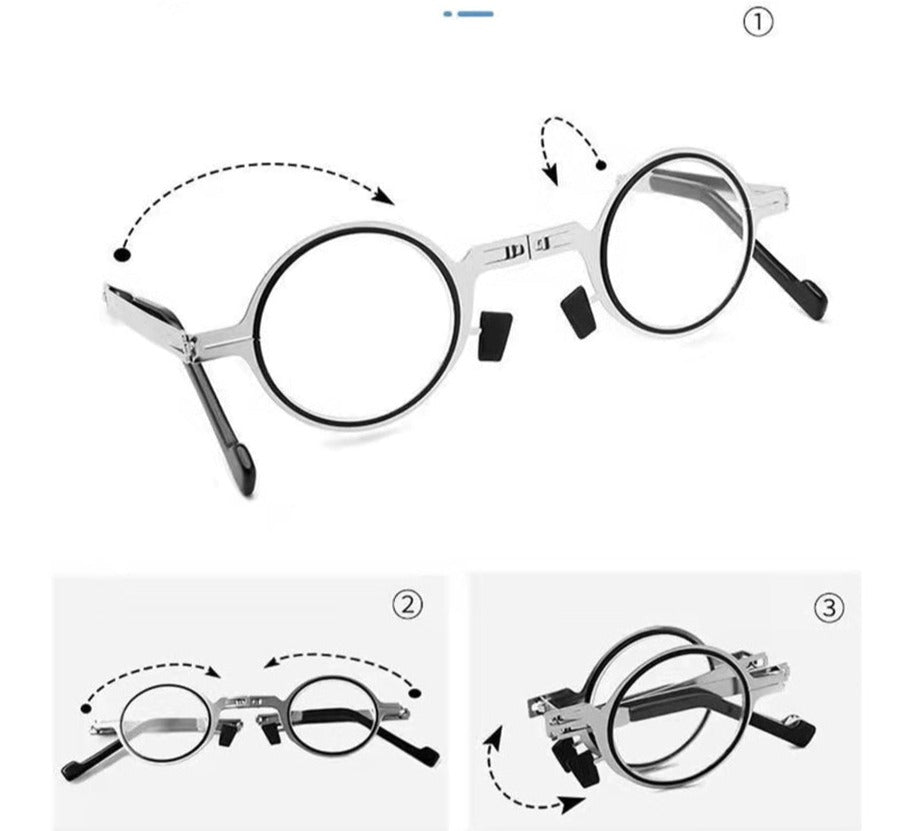 FOLDOX - Gafas de lectura plegables con lentes resistentes a los arañazos y estuche compacto