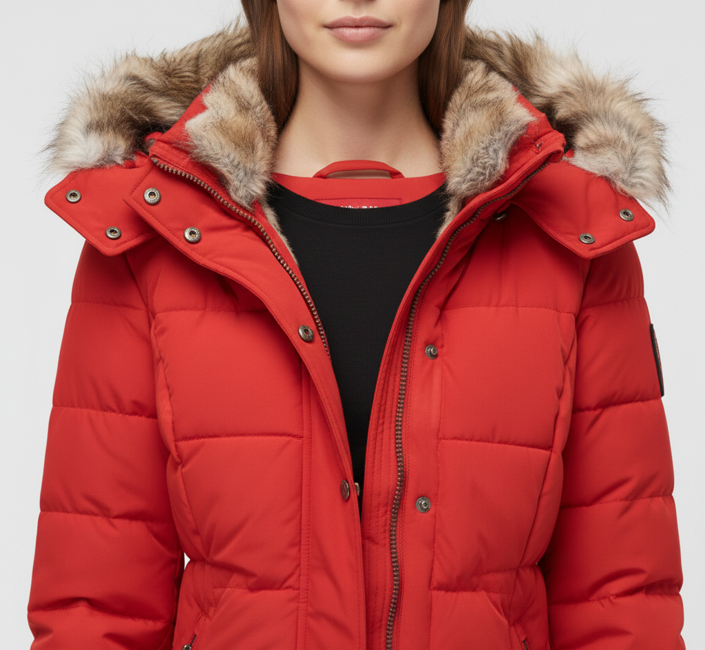Wattierte Winterjacke mit Kapuze für Damen