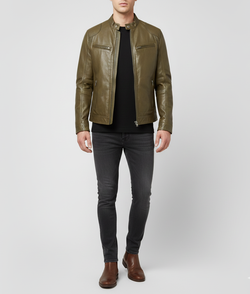 Men's Leather Biker Jacket