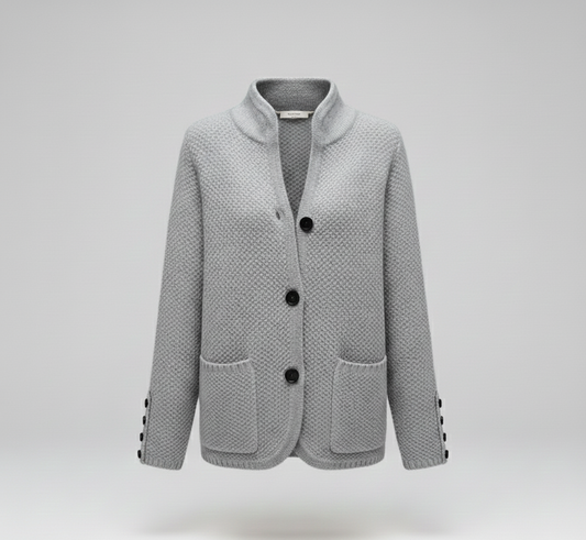 Elegante chaqueta de punto de lana con botones