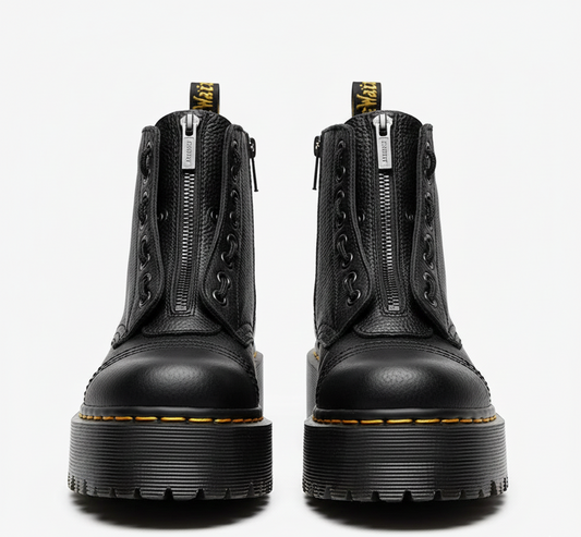 Damen Leder Plateaustiefel