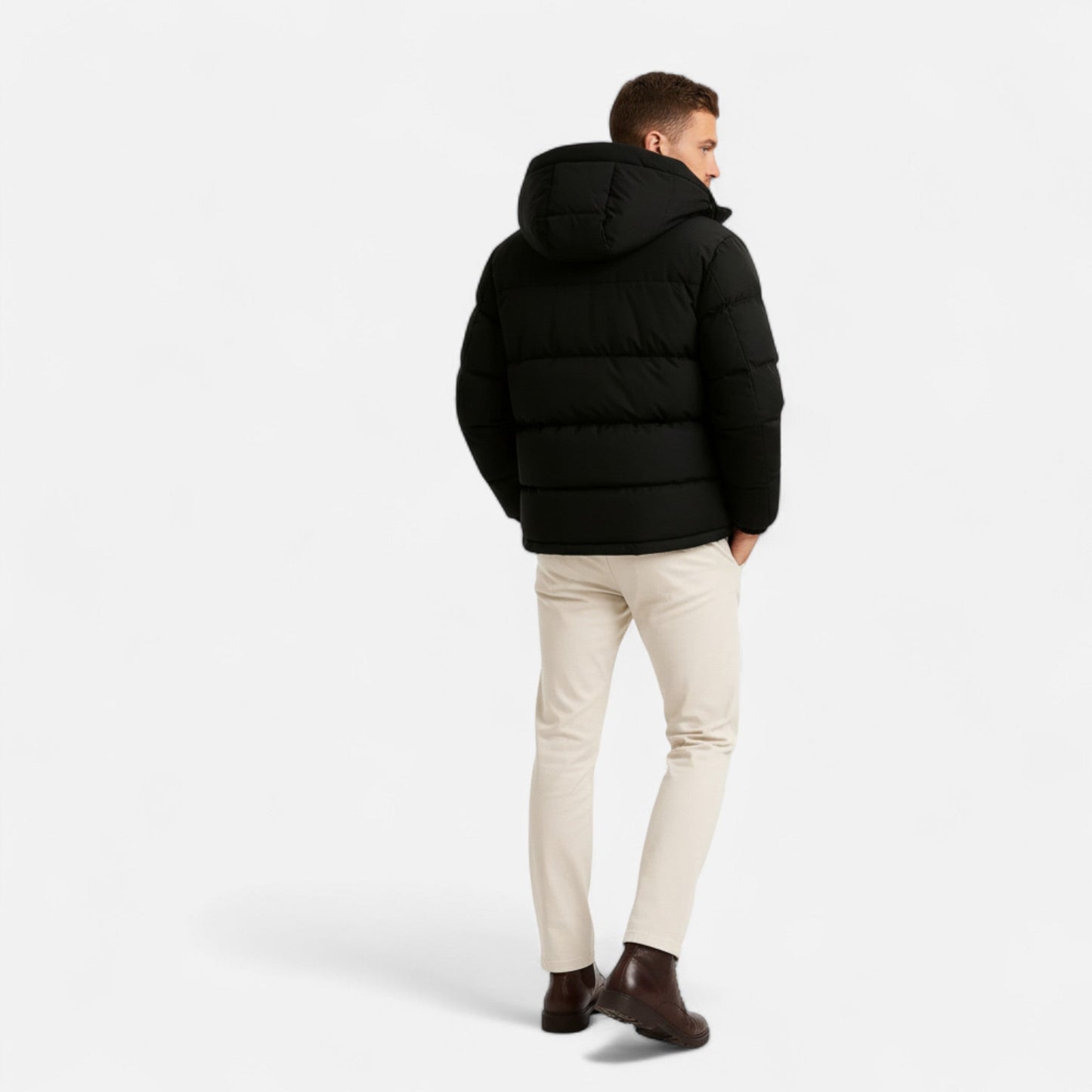 Men's quilted jacket - Lightweight with hood insulated elegance