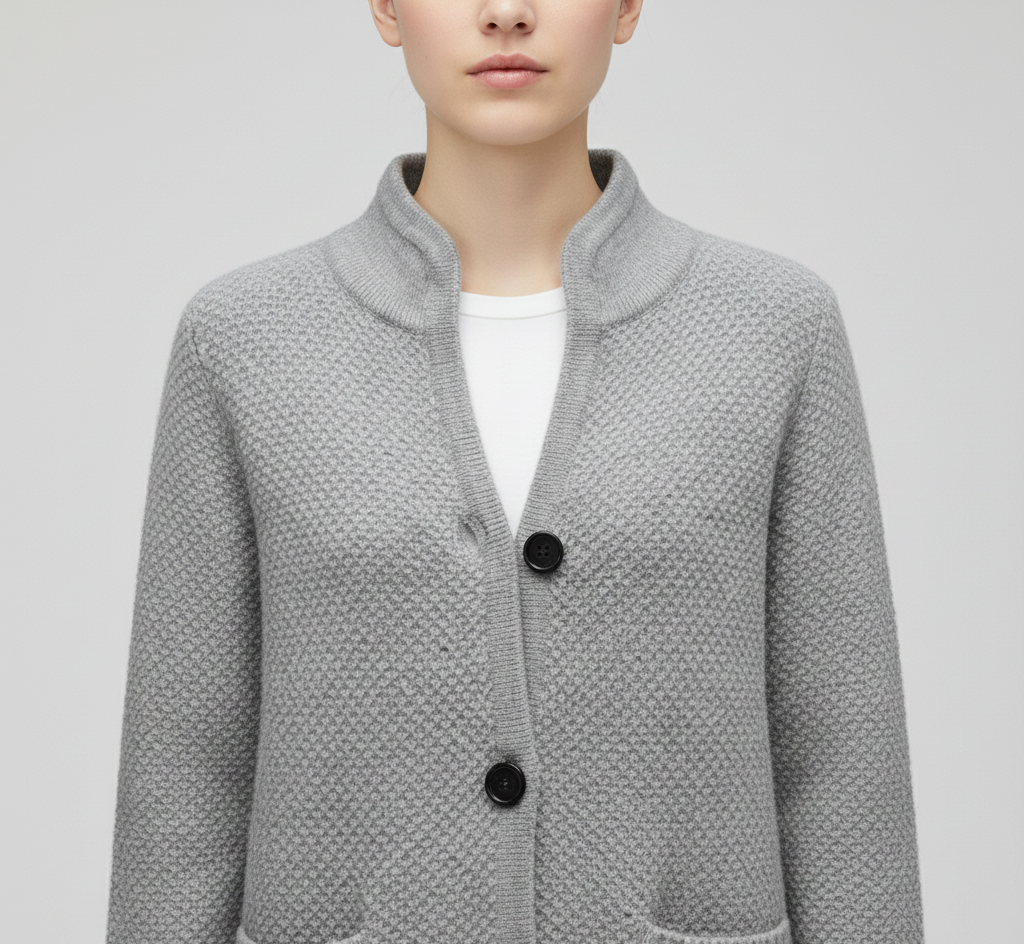 Elegante Wollstrickjacke mit Knöpfen