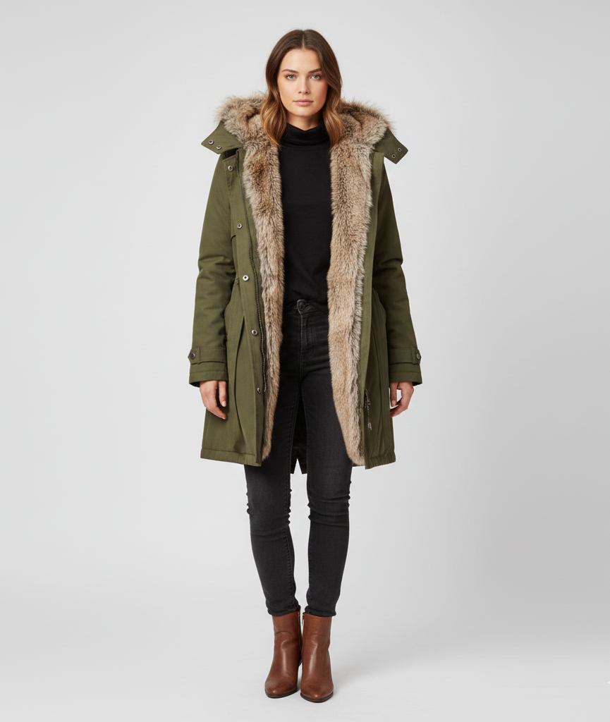 Parka femme avec fausse fourrure
