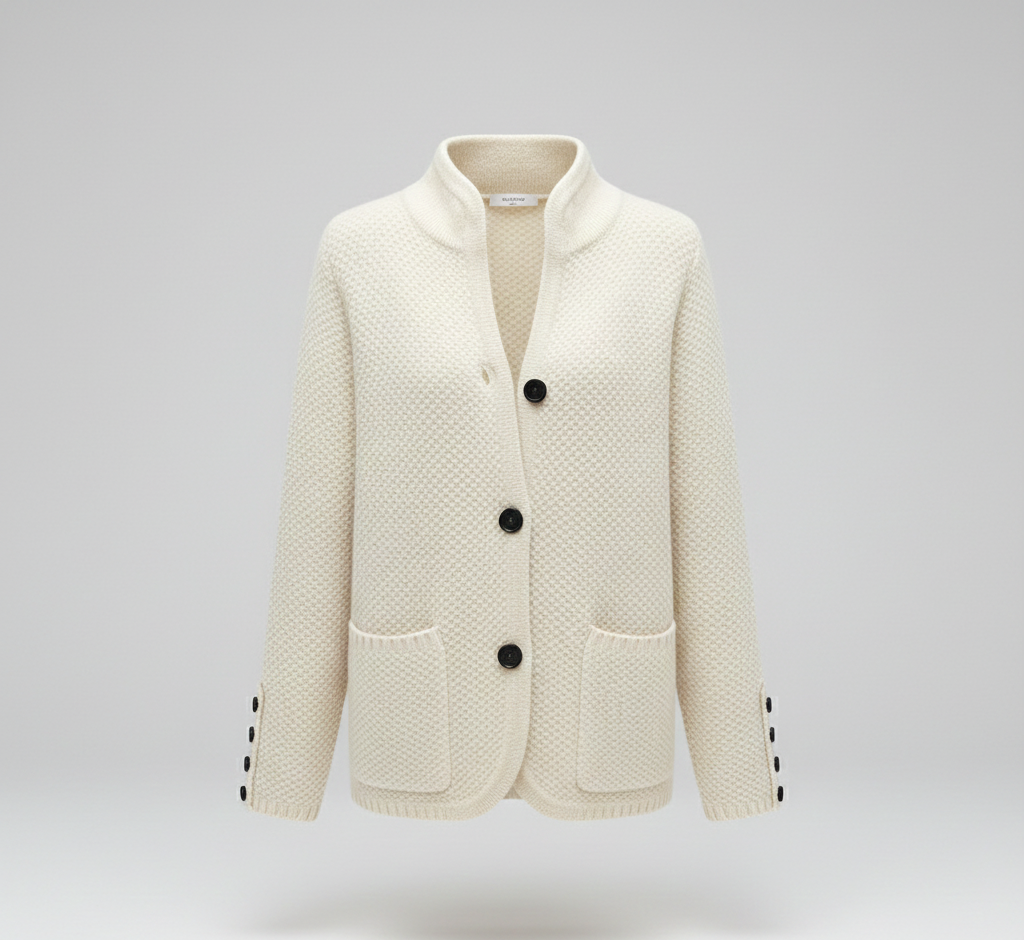 Elegante Wollstrickjacke mit Knöpfen