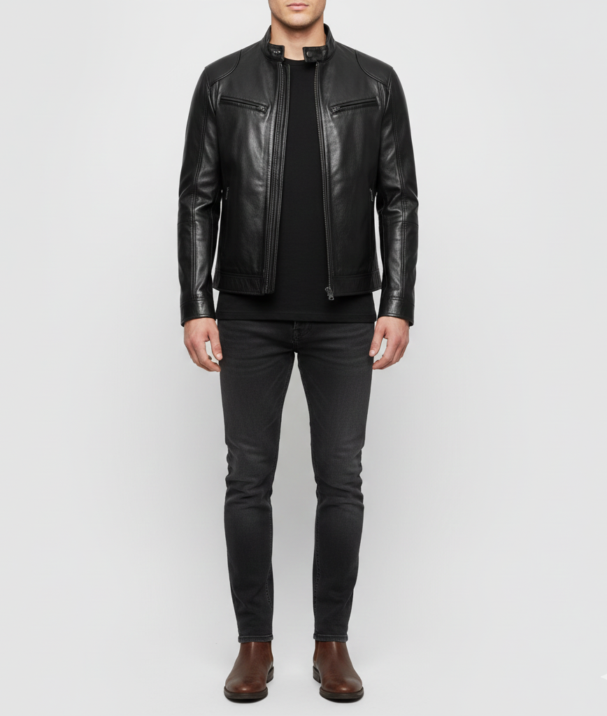 Men's Leather Biker Jacket