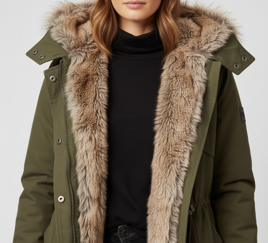 Parka femme avec fausse fourrure