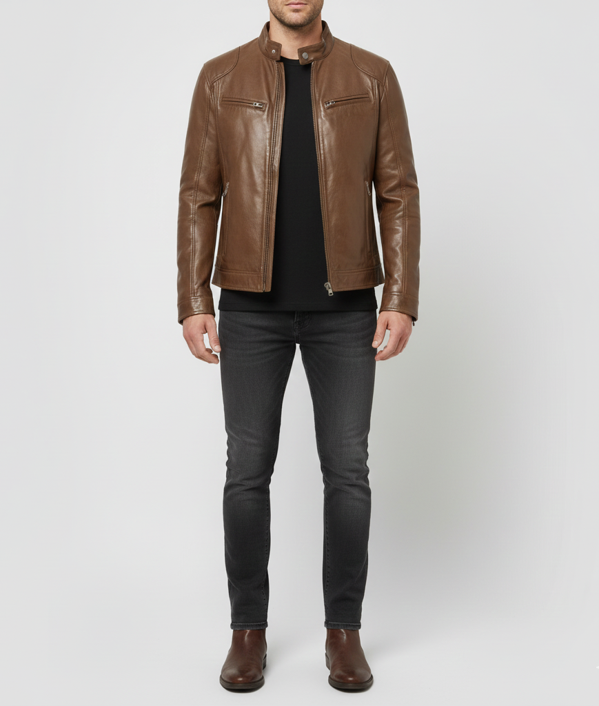 Men's Leather Biker Jacket