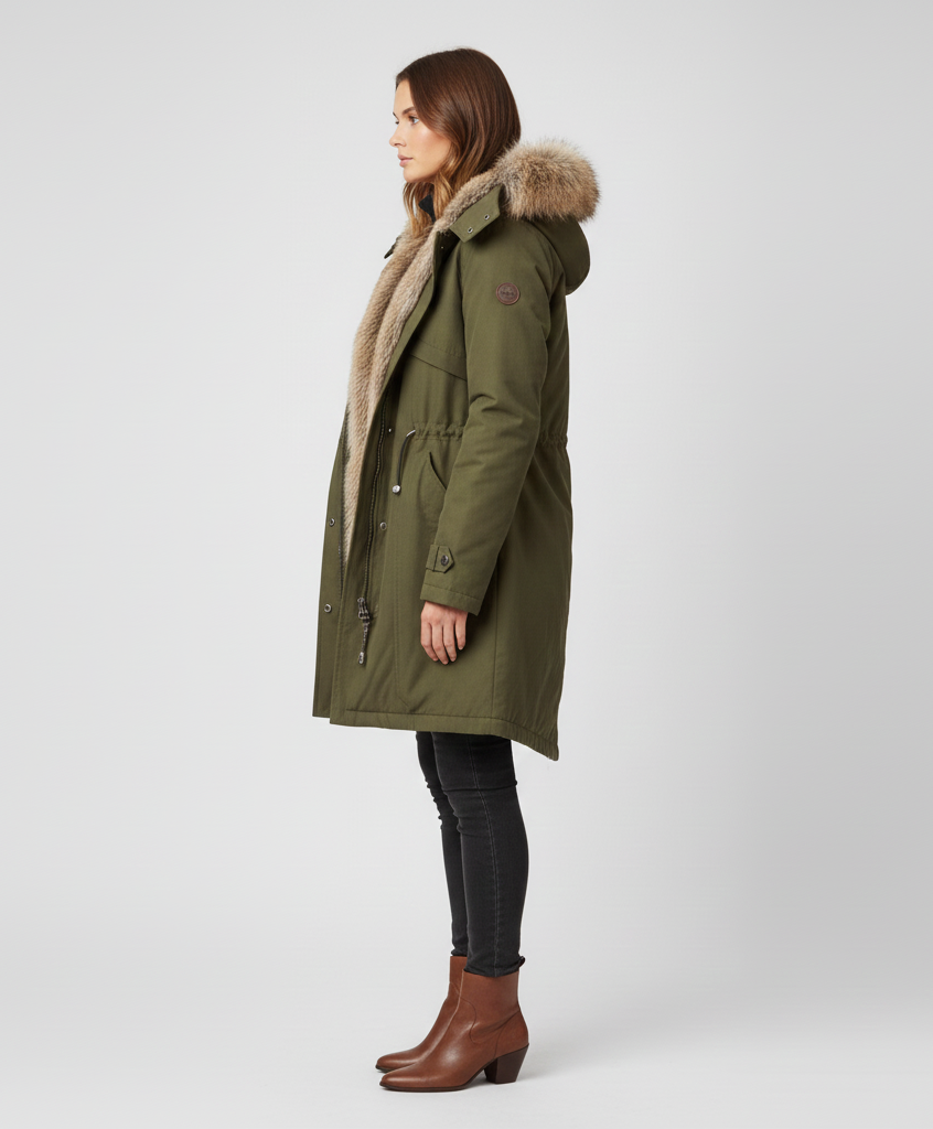 Parka femme avec fausse fourrure