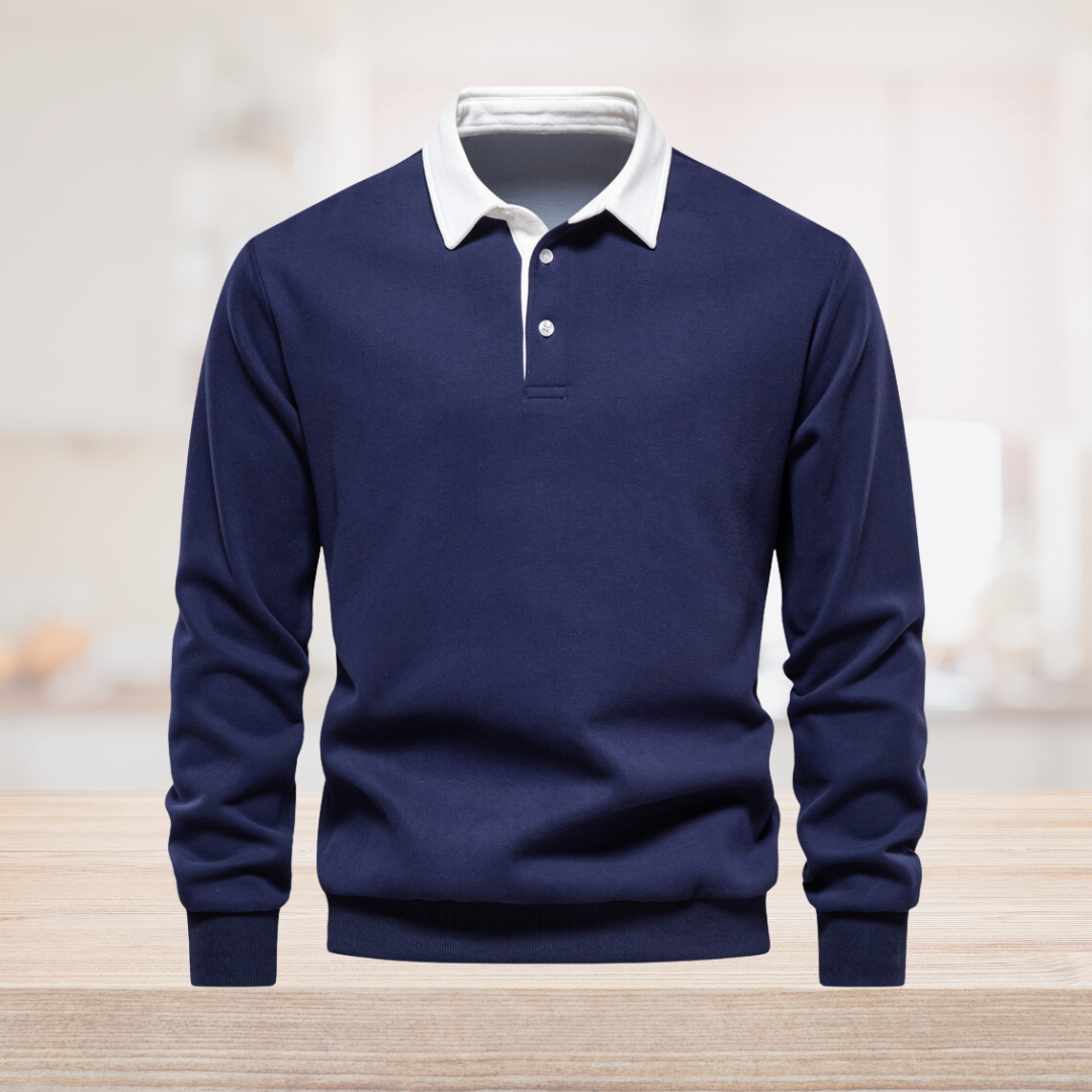 Elegantes Langarm-Poloshirt für Herren mit klassischem Kragen