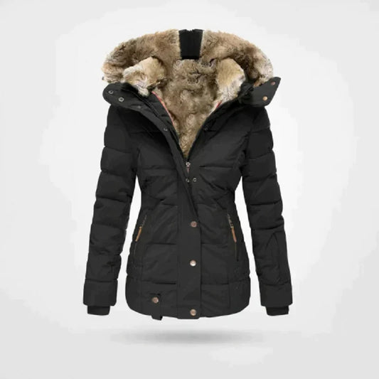 Chaqueta de invierno gruesa, cálida y cómoda para mujer con forro de piel