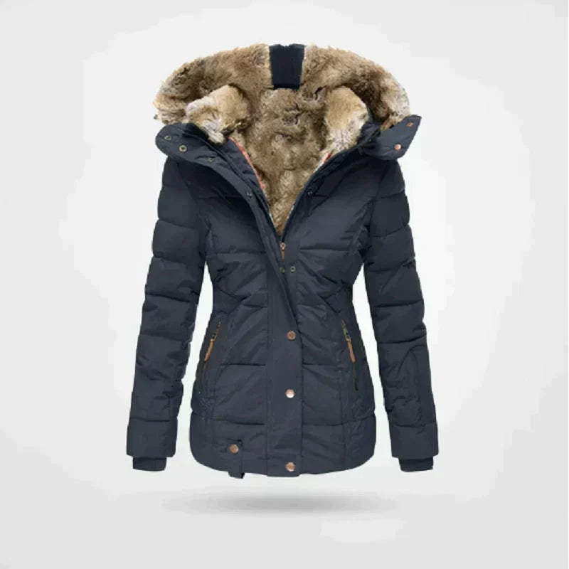 Teplá a pohodlná | hrubá zimná bunda pre ženy s kožušinovou podšívkou