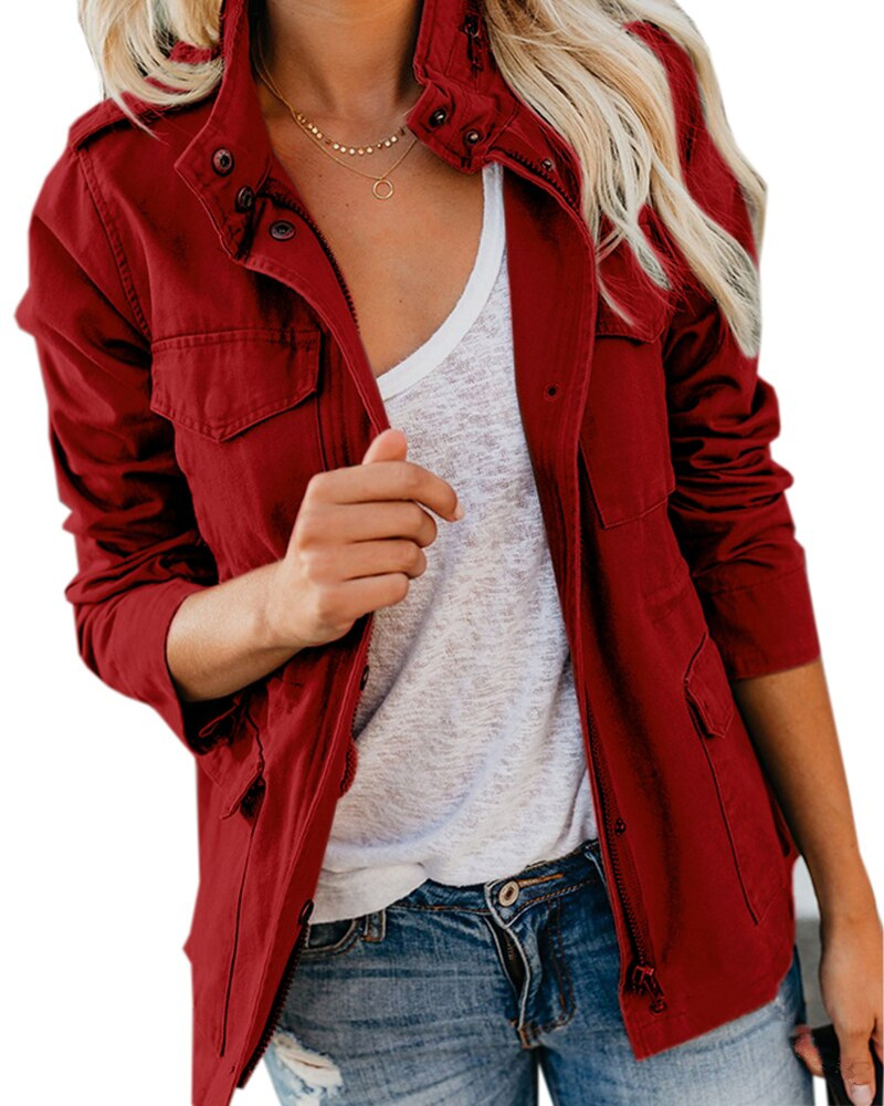Modische Zwischenjacke aus Baumwollmischung mit praktischen Taschen - Damen