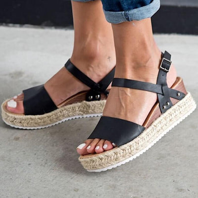 Damen Sommersandalen | Plateausandale | Verstellbarer Riemen