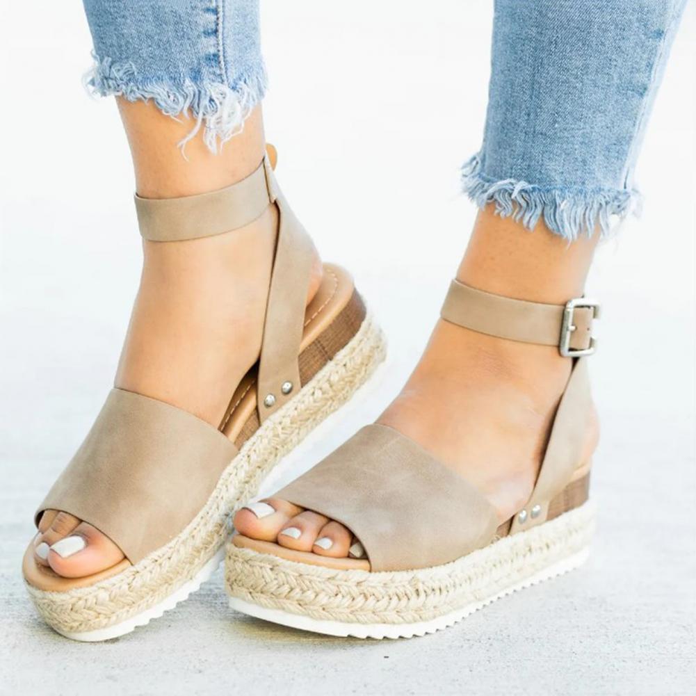 Damen Sommersandalen | Plateausandale | Verstellbarer Riemen