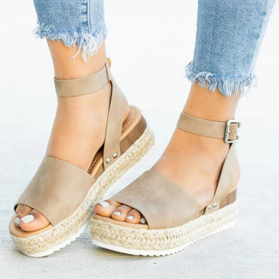 Damen Sommersandalen | Plateausandale | Verstellbarer Riemen