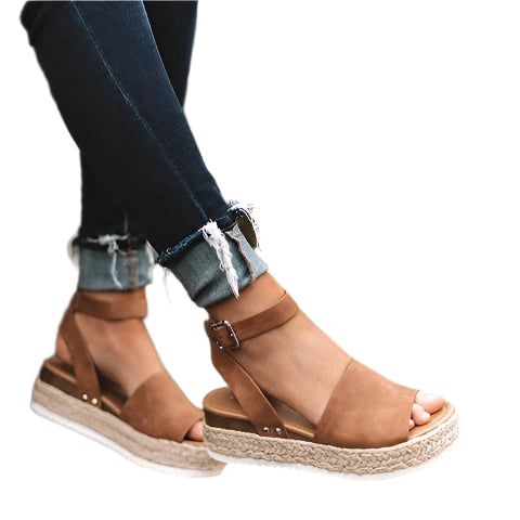 Damen Sommersandalen | Plateausandale | Verstellbarer Riemen
