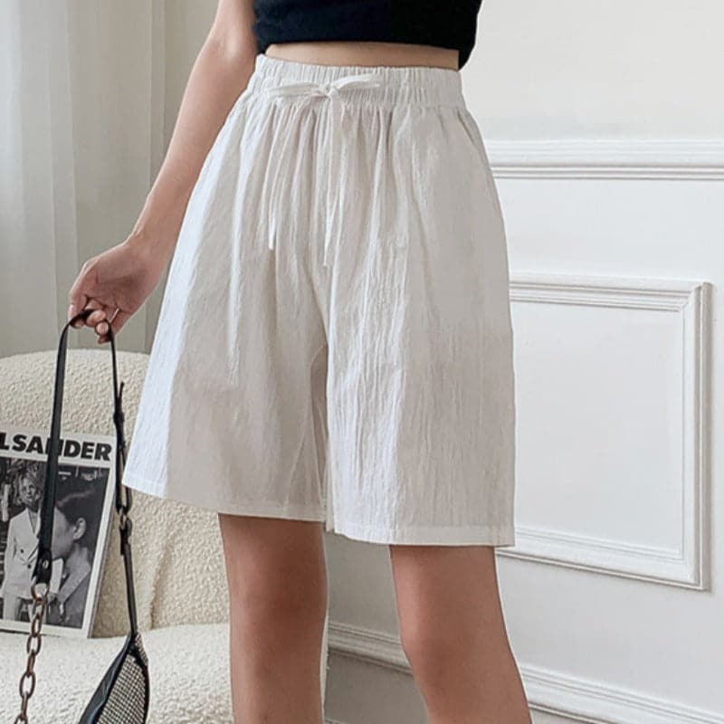 Pantaloncini al ginocchio per donna - Vestibilità comoda - Vita elastica - Fibre naturali traspiranti