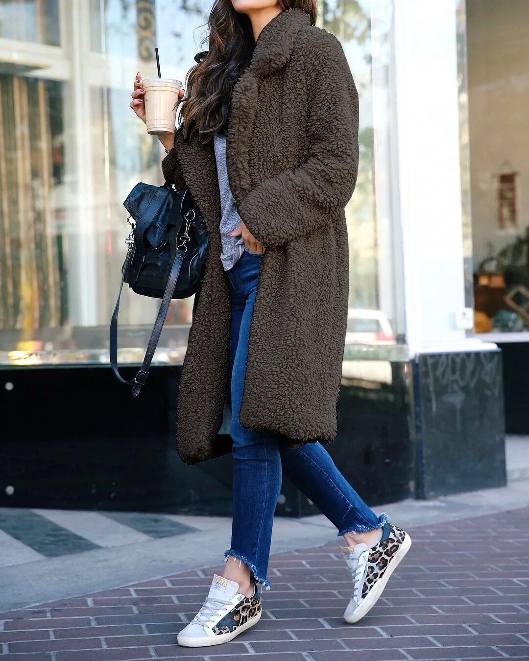 Soft and warm long women's teddy coat | Oversized winter plush jacket