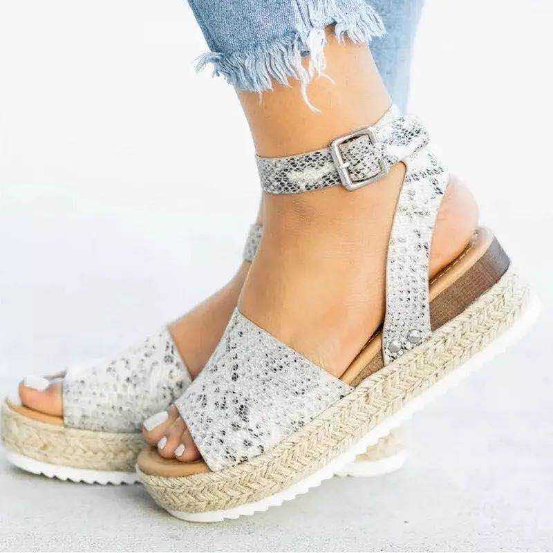 Damen Sommersandalen | Plateausandale | Verstellbarer Riemen