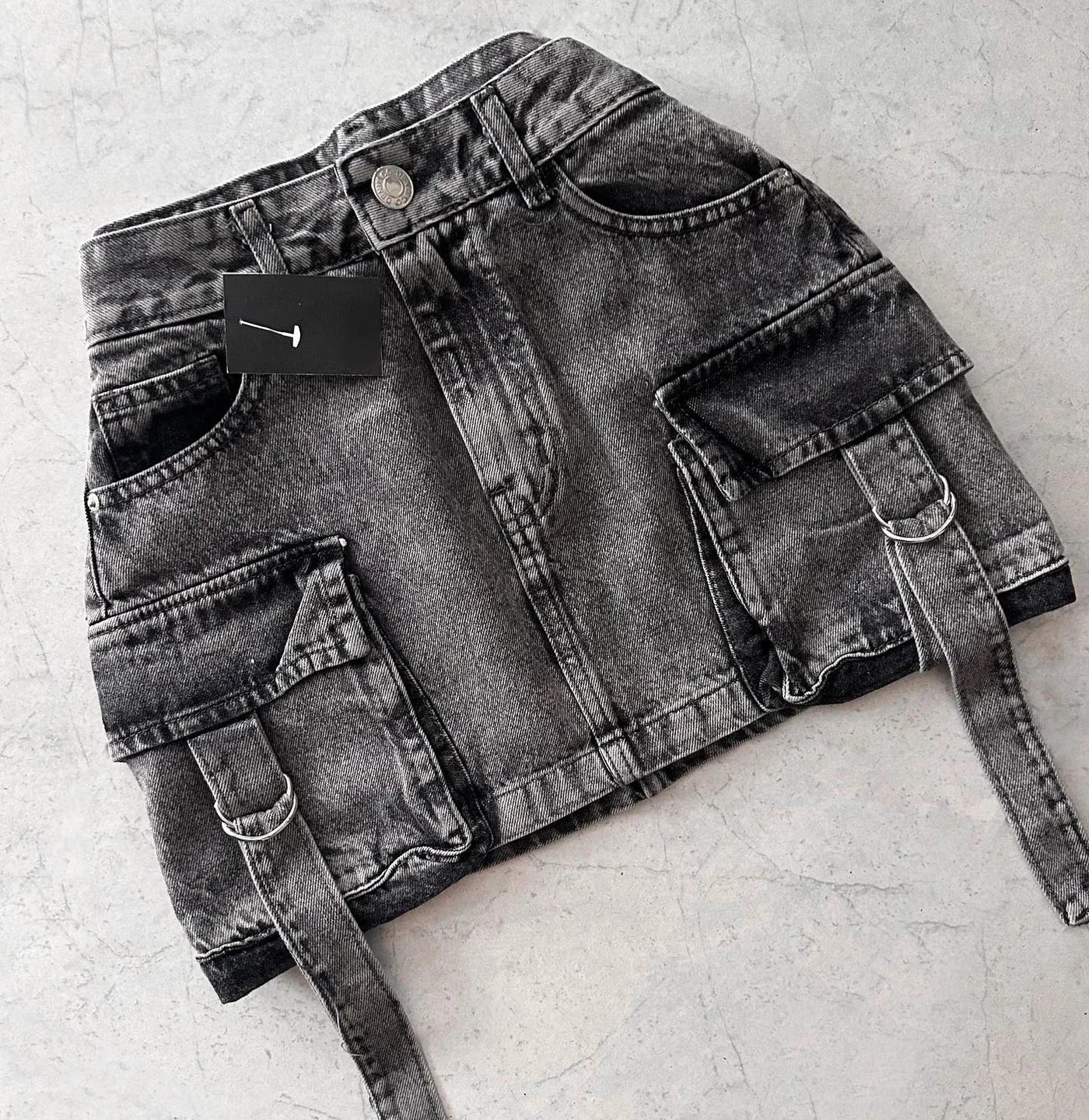 Dalina - Unifarbener Denim-Rock in A-Linie