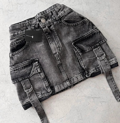 Dalina - Unifarbener Denim-Rock in A-Linie