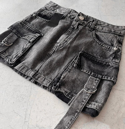 Dalina - Unifarbener Denim-Rock in A-Linie
