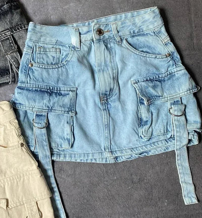 Dalina - Unifarbener Denim-Rock in A-Linie