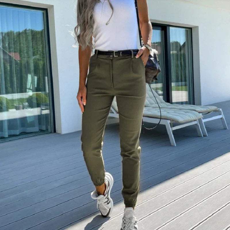 Tailored Joggers für Damen - Slim Fit - Hohe Taille - Elastische Bündchen - Seitentaschen