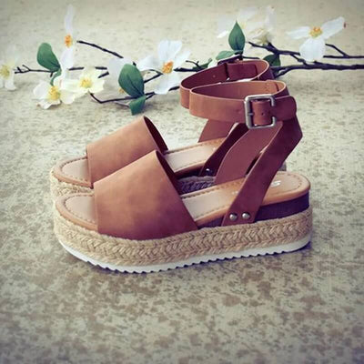 Damen Sommersandalen | Plateausandale | Verstellbarer Riemen