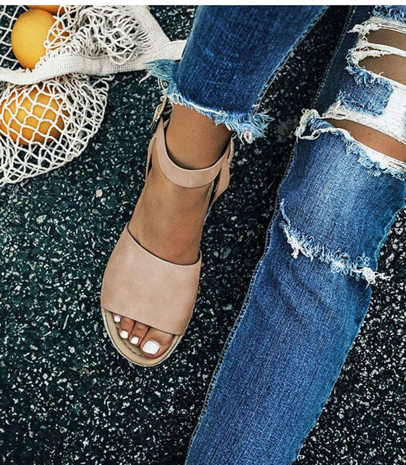 Damen Sommersandalen | Plateausandale | Verstellbarer Riemen