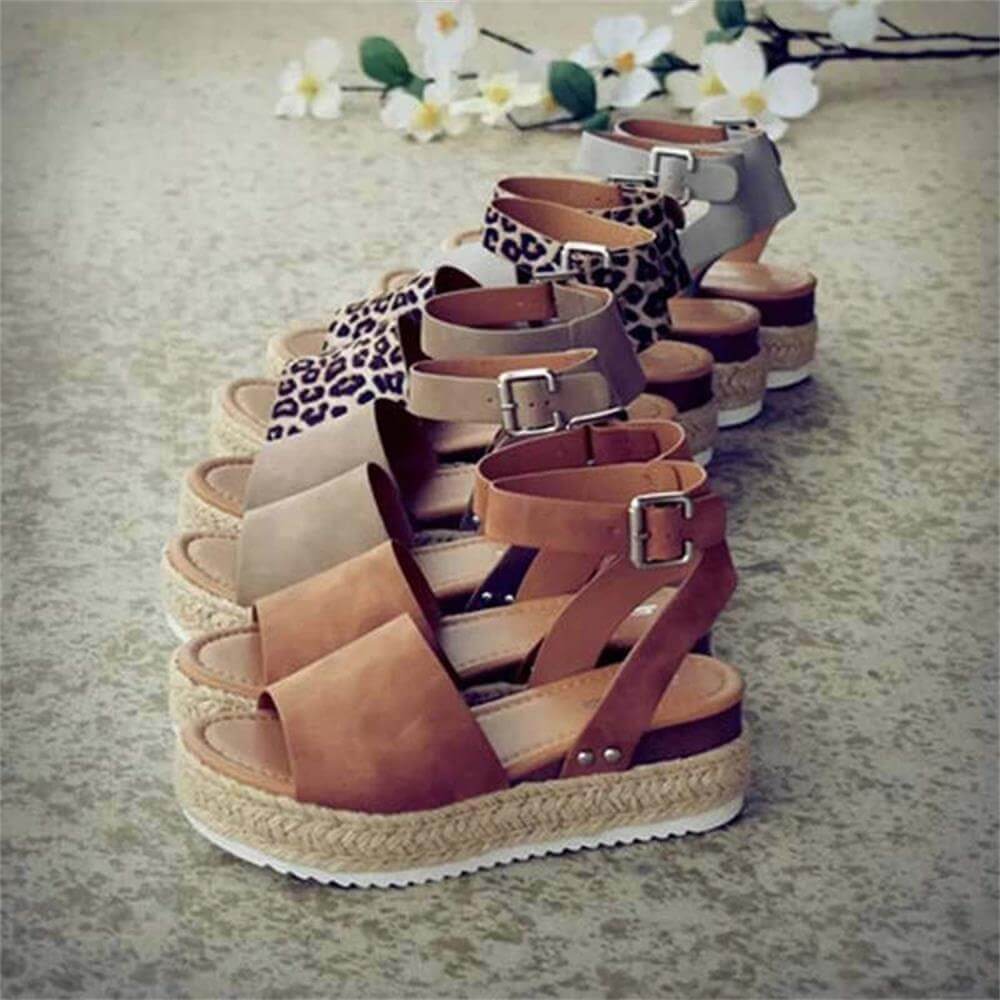 Damen Sommersandalen | Plateausandale | Verstellbarer Riemen