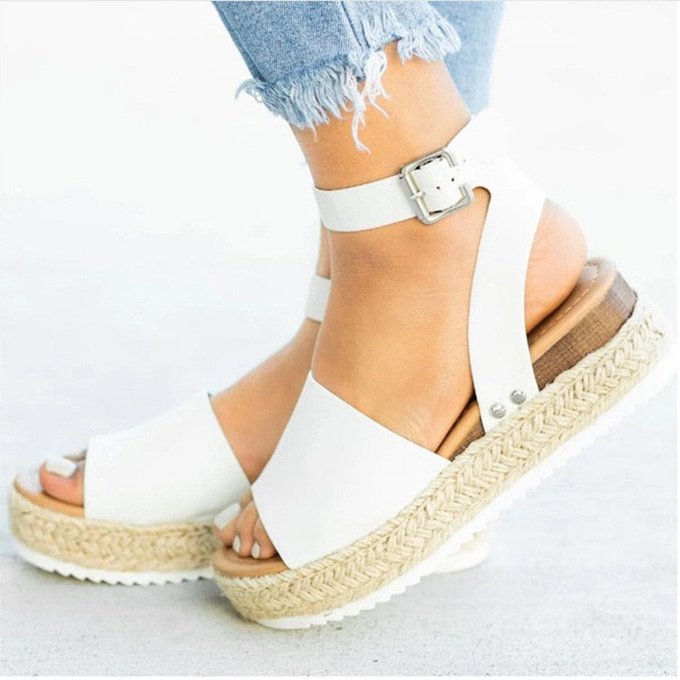 Damen Sommersandalen | Plateausandale | Verstellbarer Riemen