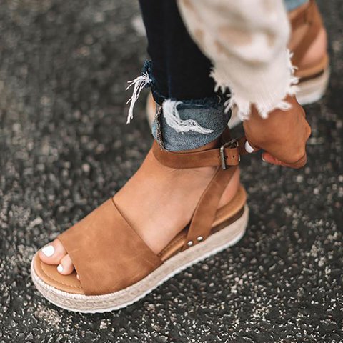 Damen Sommersandalen | Plateausandale | Verstellbarer Riemen
