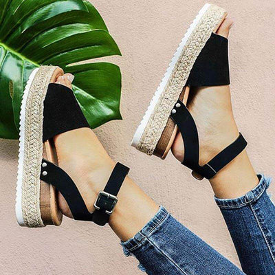 Damen Sommersandalen | Plateausandale | Verstellbarer Riemen