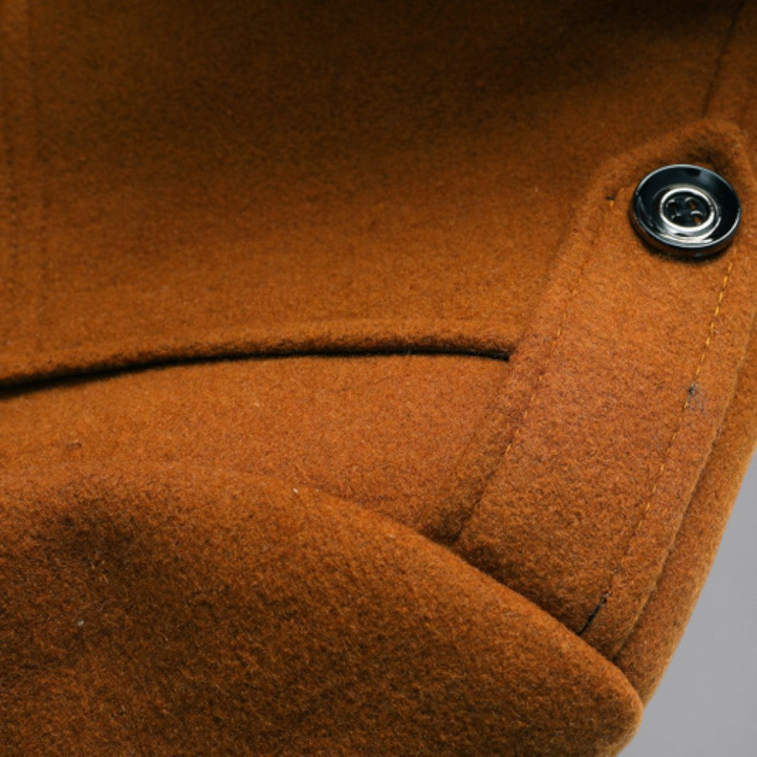 Men's Coat with Stand-up Collar - Long Coat - Front Zipper