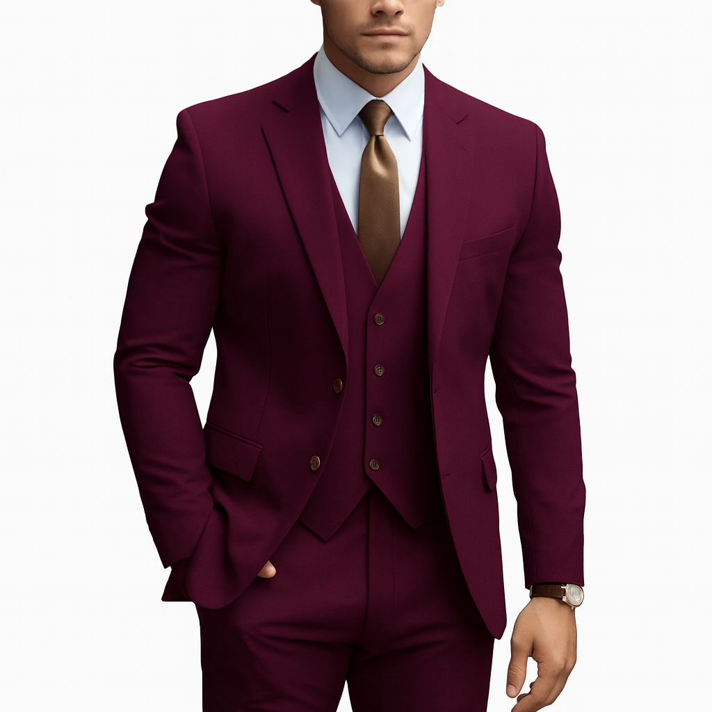 3-piece suit  burgundy