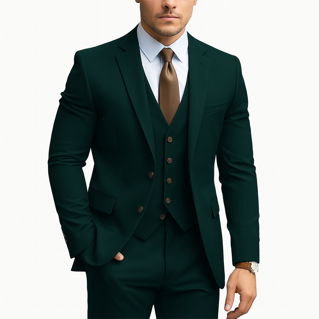 3-piece suit  dark green