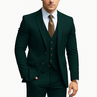 3-piece suit  dark green