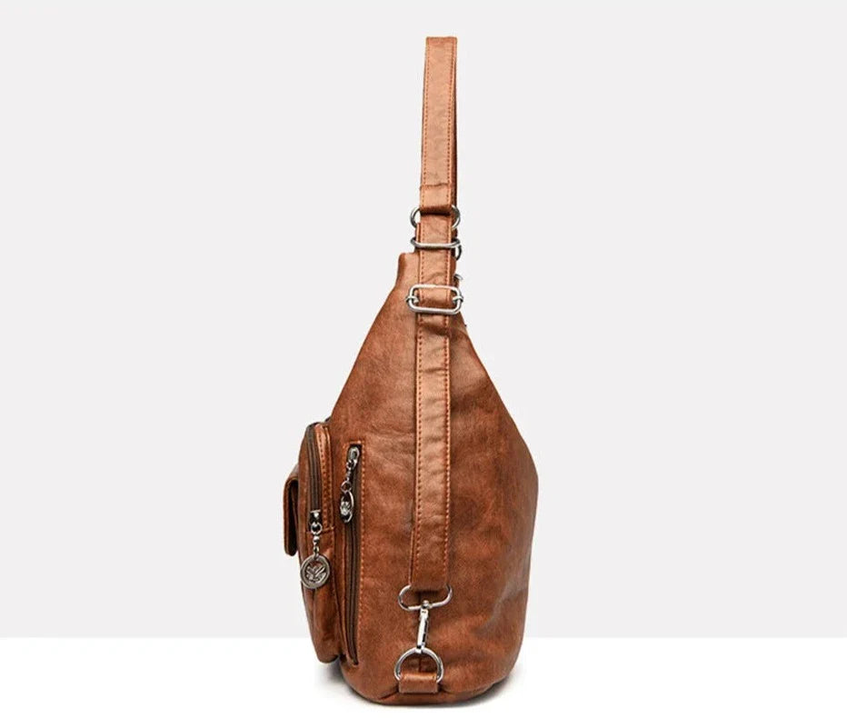 ODALIS - Sac à main avec bandoulière en cuir et plusieurs compartiments