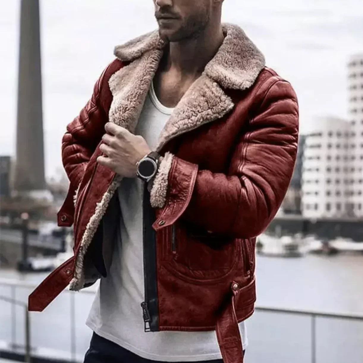 El Fuerte – Lederjacke mit warmer Innenseite aus Wolle
