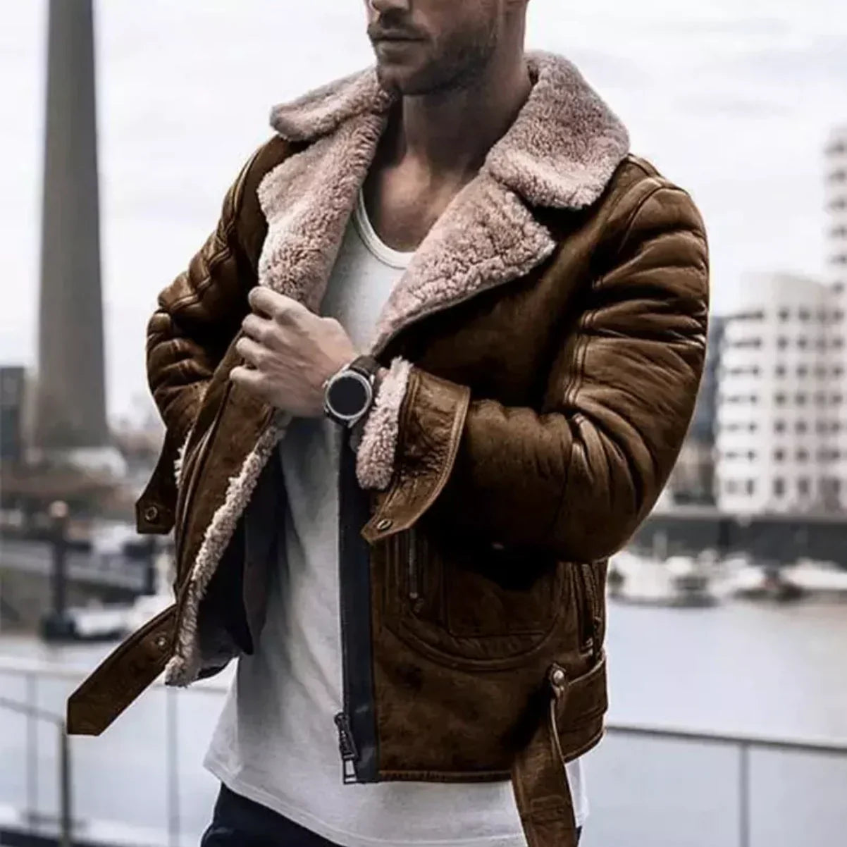 El Fuerte – Lederjacke mit warmer Innenseite aus Wolle