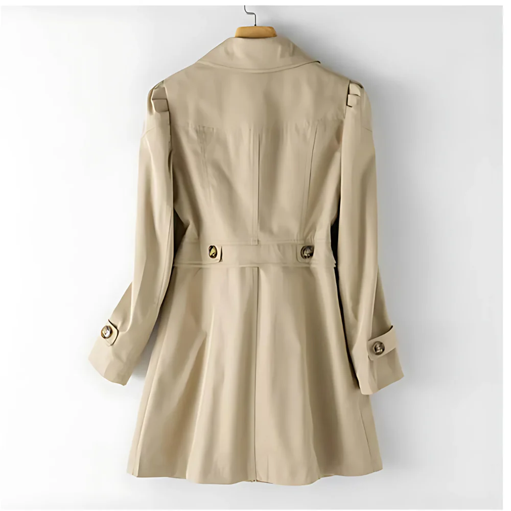 Damen Trenchcoat mit Knöpfen - Mid-Season-Mantel mit Kragen