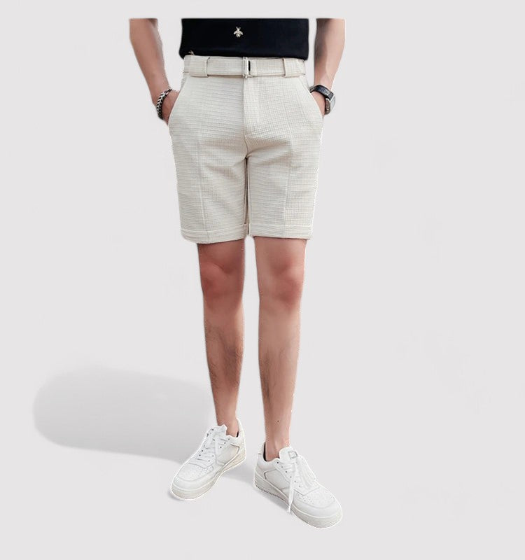 Checked men's shorts with adjustable belt